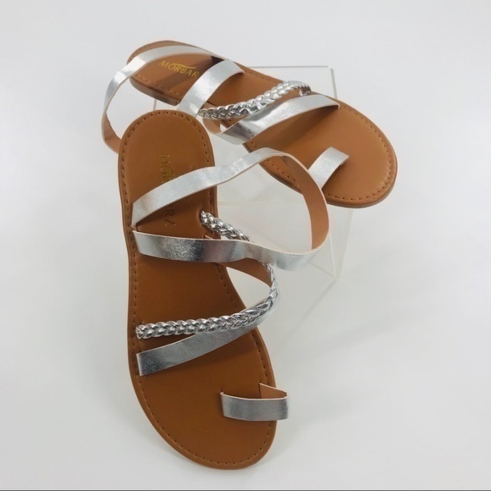 Women's Strap Metallic Sandals - Silver *